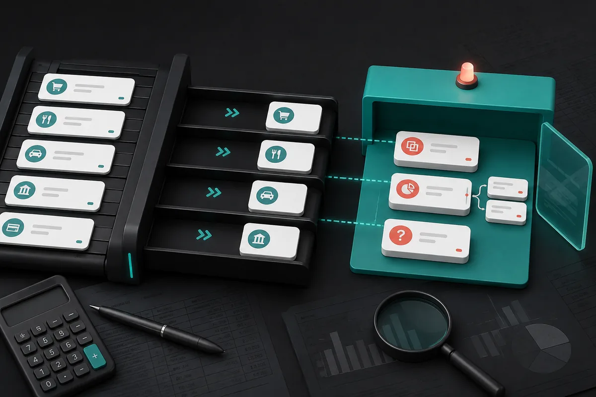 Automated bank feed transactions checked for duplicates, loan splits, and uncategorized activity