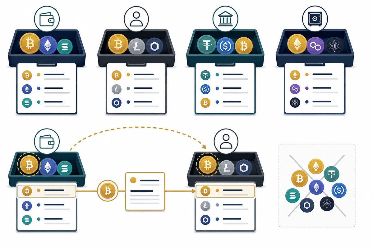 Separate wallets and exchange accounts retaining their own cryptocurrency basis records